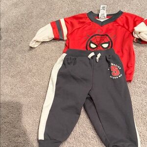 Red Spider-Man Shirt and Gray Pants Set